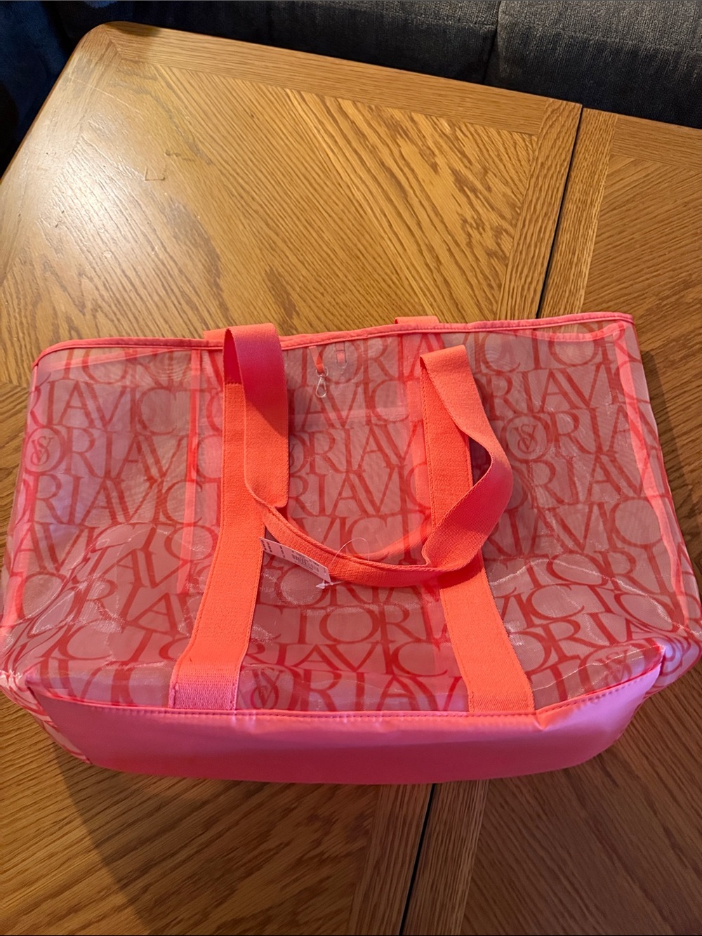 Victoria's Secret Pink beach Logo Tote with Neon Pink Trim